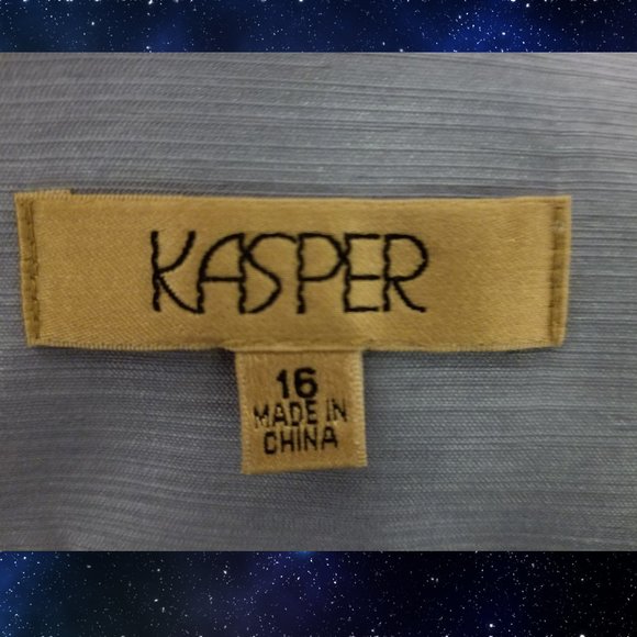 Vintage Silver Blue Pearl Kasper Suit Jacket Skirt Set Size 16 - Picture 5 of 5